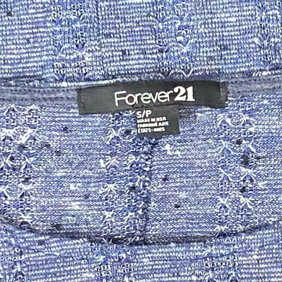 🎈Forever 21 F21 Blue Marled Lightweight Knit Relaxed Fit T Shirt Top Size Small - Picture 5 of 6